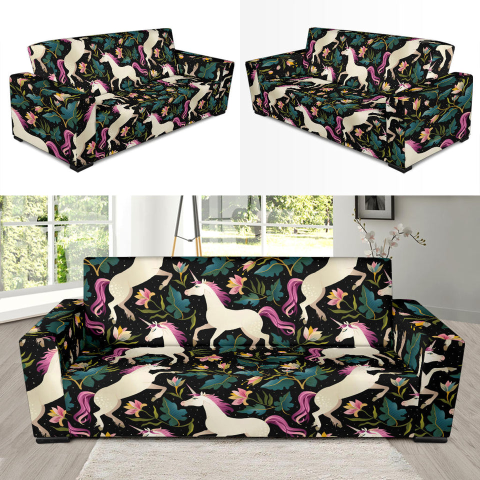 Unicorns Forest Background Sofa Slipcover