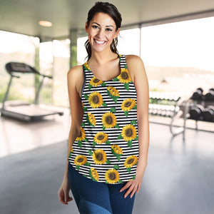 sunflowers ribbon background Women Racerback Tank Top