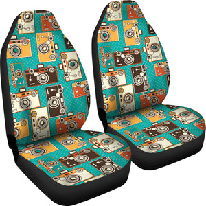 Camera Pattern Print Design 03 Universal Fit Car Seat Covers