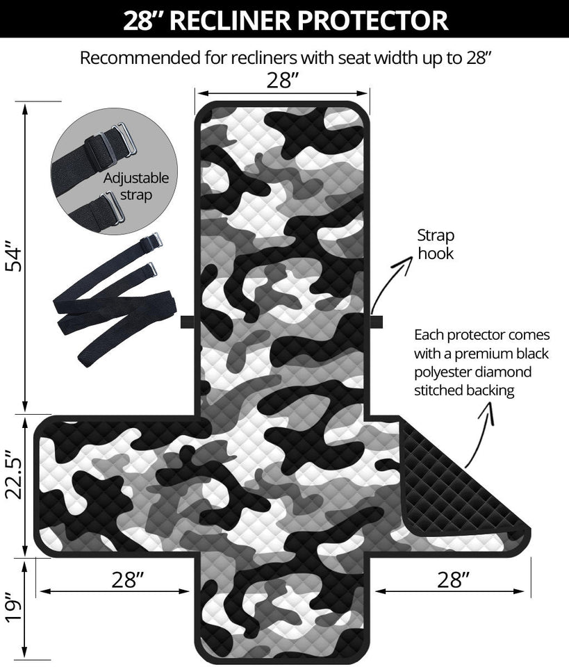 Black white camo camouflage pattern Recliner Cover Protector