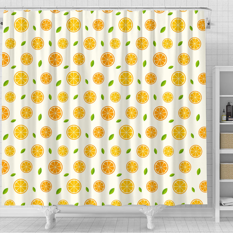 Oranges Leaves Pattern Shower Curtain Fulfilled In US