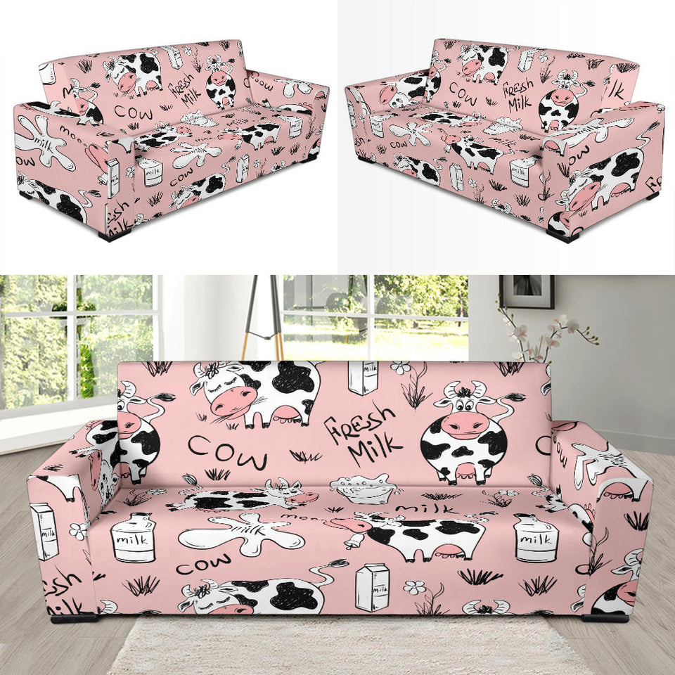 Cows Milk Product Pink Background Sofa Slipcover