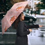 Cute Fox Pattern Pink Background Umbrella