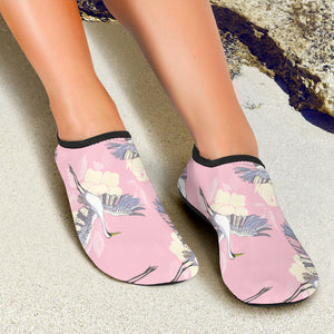 Japanese Crane Rose Pattern Aqua Shoes