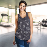 sushi pattern black background Women Racerback Tank Top