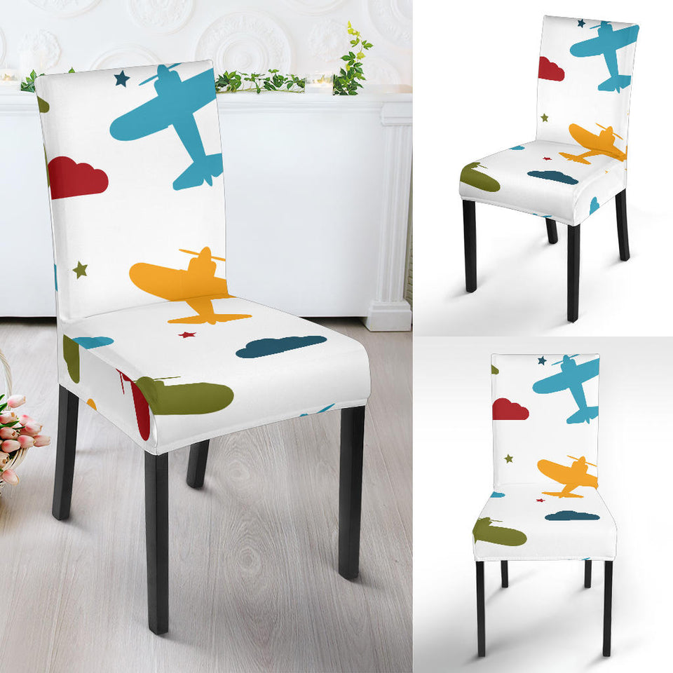 Airplane Star Cloud Colorful Dining Chair Slipcover
