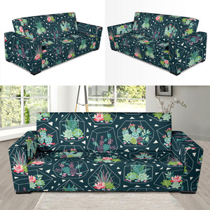 Cactus Glass Terrarium Pattern Sofa Slipcover