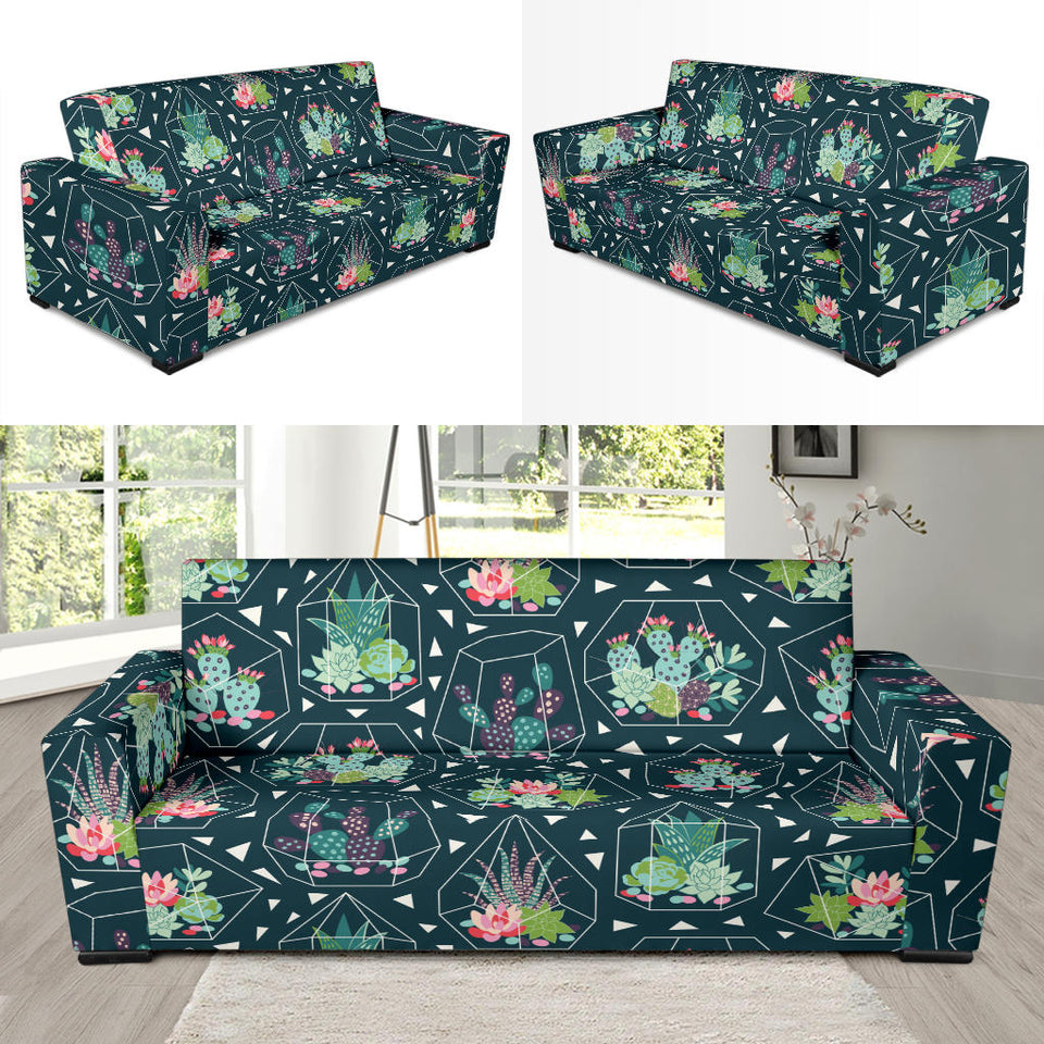 Cactus Glass Terrarium Pattern Sofa Slipcover