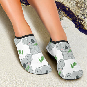 Hand Drawn Koala Leaves Pattern Aqua Shoes