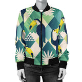 Toucan Tropical Leaves Design Pattern  Women'S Bomber Jacket