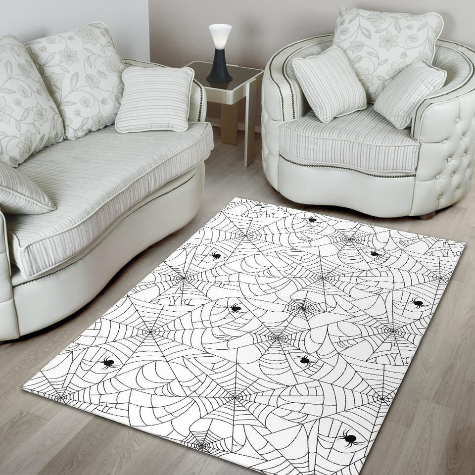 Spider Web Cobweb Pattern White Background Area Rug
