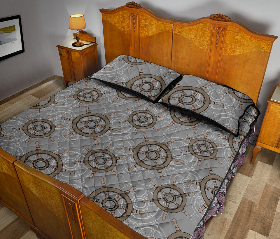 nautical wood steering wheel pattern Quilt Bed Set