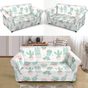 Pastel Colorcactus Pattern Copy Loveseat Couch Slipcover