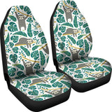 Cute Sloths Tropical Palm Leaves White Background  Universal Fit Car Seat Covers