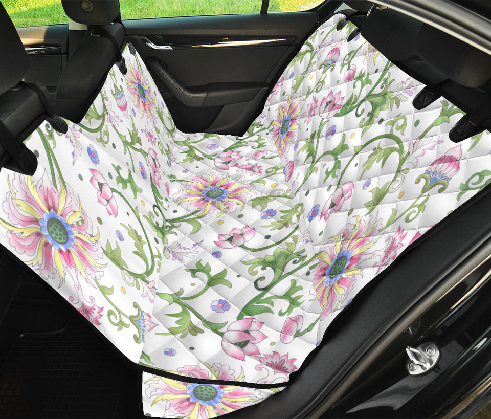 Beautiful Pink Lotus Waterlily Leaves Pattern Dog Car Seat Covers