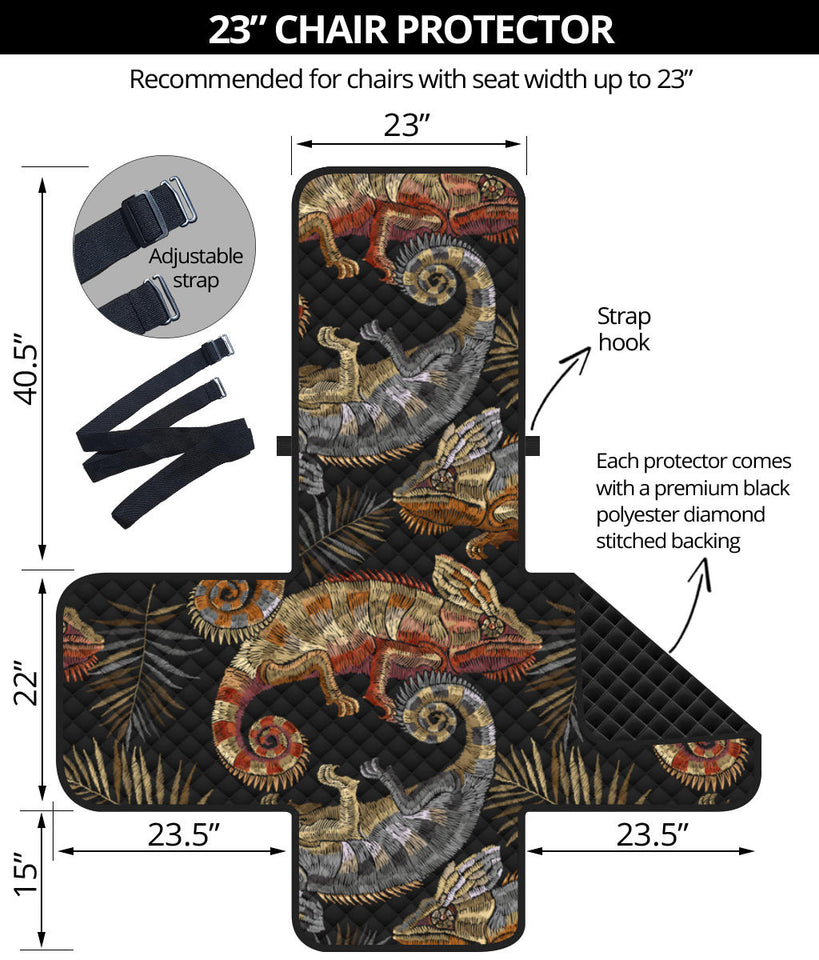 Chameleon lizard tropical leaves palm tree Chair Cover Protector