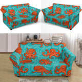 Octopus Turquoise Background Loveseat Couch Slipcover