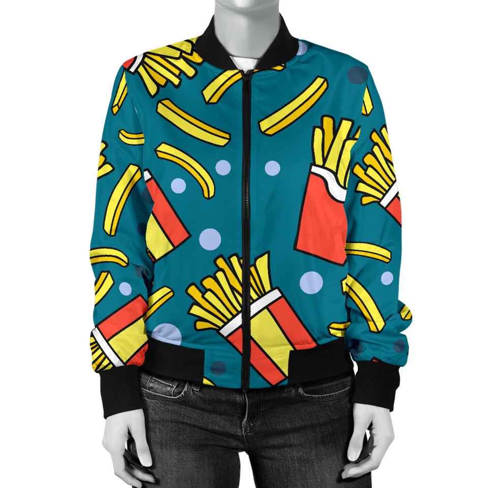 French Fries Red Paper Box Pattern Women'S Bomber Jacket
