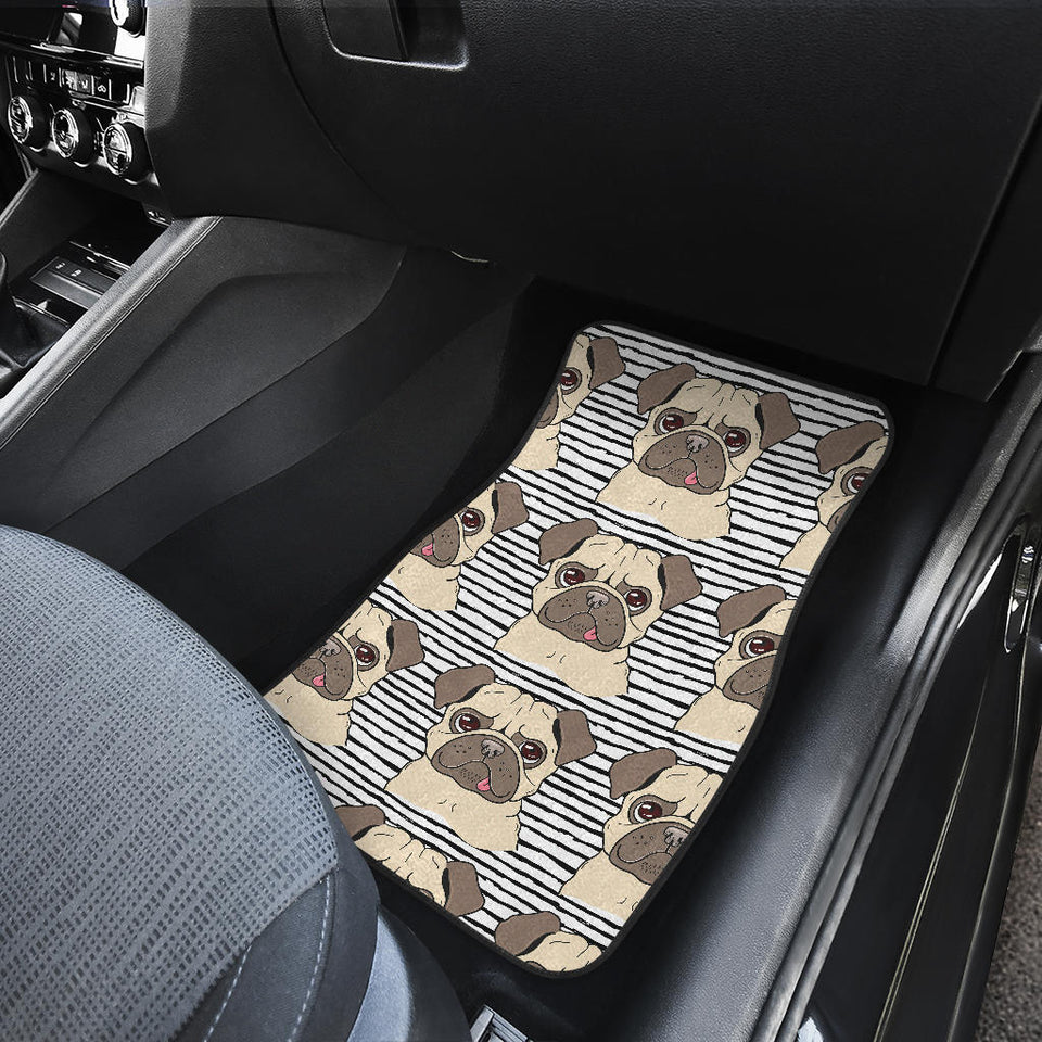 Happy Pug Pattern Front And Back Car Mats
