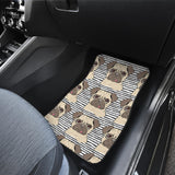 Happy Pug Pattern Front And Back Car Mats