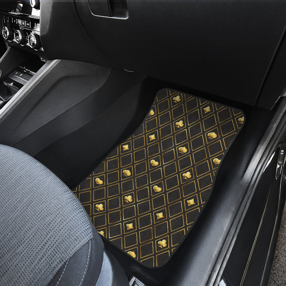Casino Cards Suits Pattern Print Design 01 Front and Back Car Mats