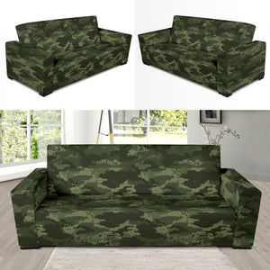 Digital Green Camo Camouflage Pattern Sofa Slipcover