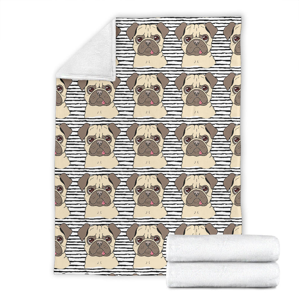 Happy Pug Pattern Premium Blanket