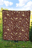 Coffee Bean Flower Pattern Premium Quilt