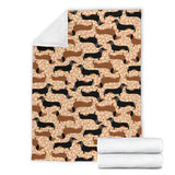 Dachshund Floral Background Premium Blanket