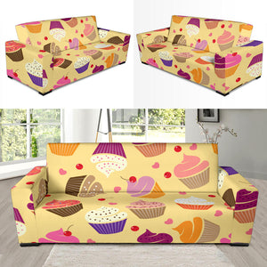 Cake Cupcake Heart Cherry Pattern Sofa Slipcover