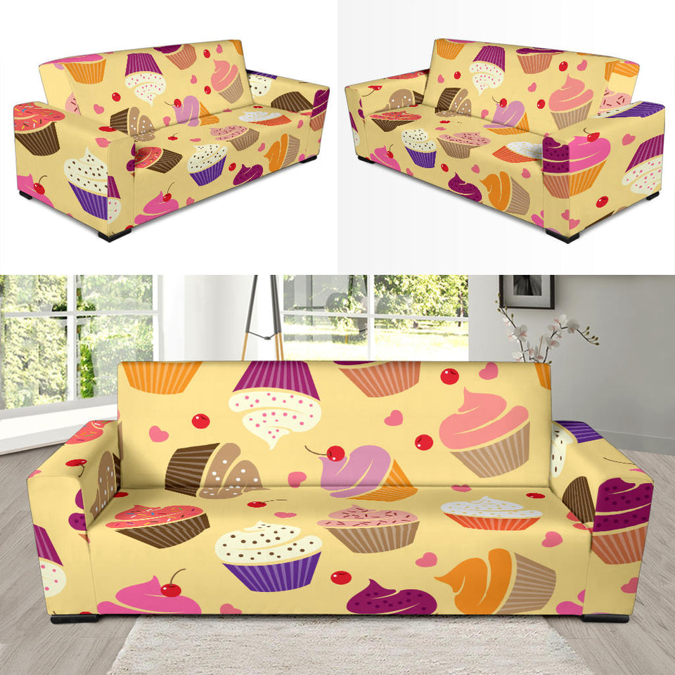 Cake Cupcake Heart Cherry Pattern Sofa Slipcover