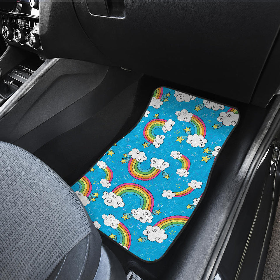 Rainbows Sky Clouds Pattern Front And Back Car Mats