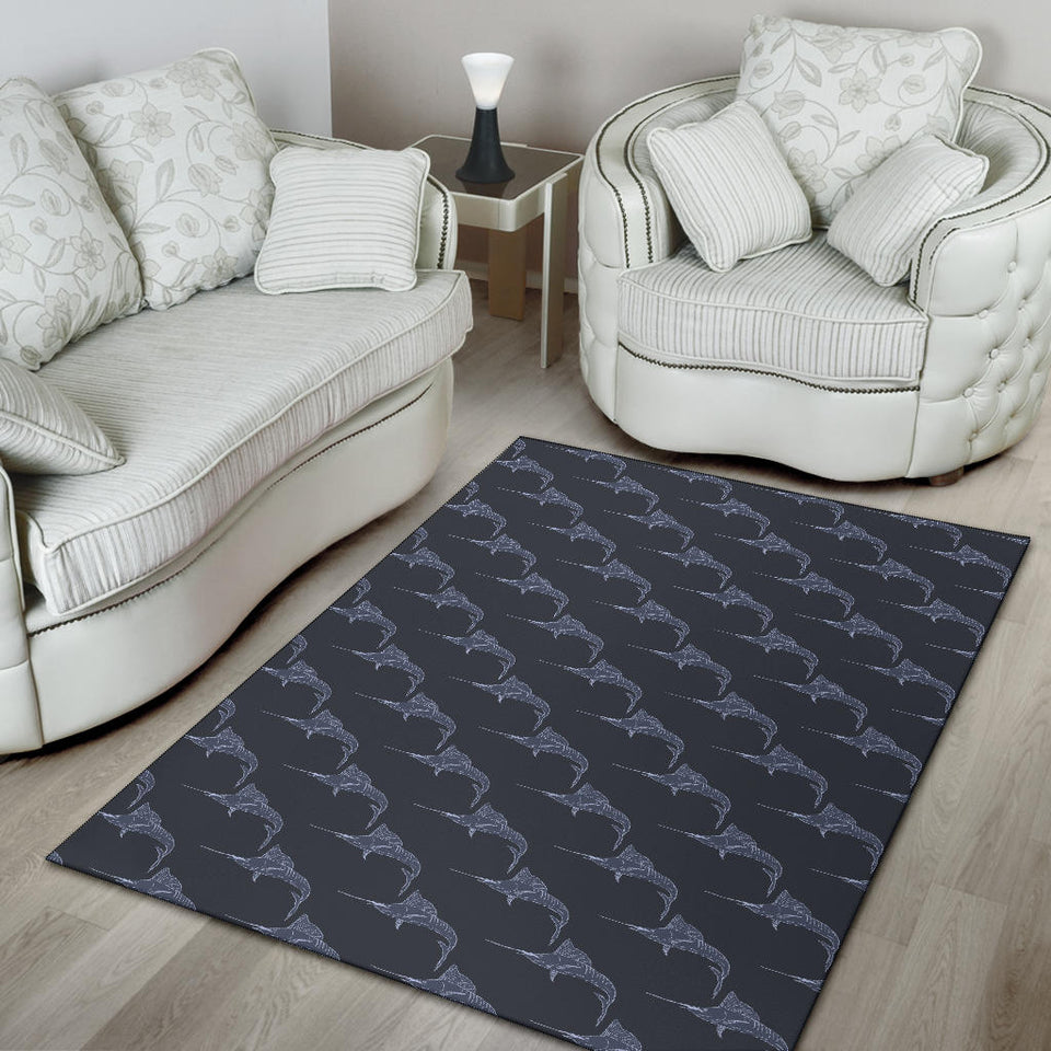 Swordfish Pattern Print Design 03 Area Rug