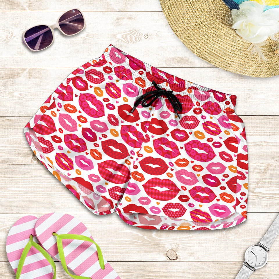 Lips Pattern Print Design 01 Women Shorts