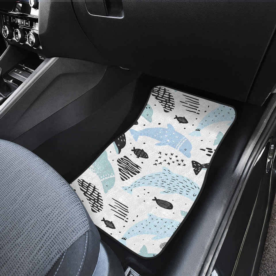 Cute Dolphins Childish Style Pattern Front And Back Car Mats