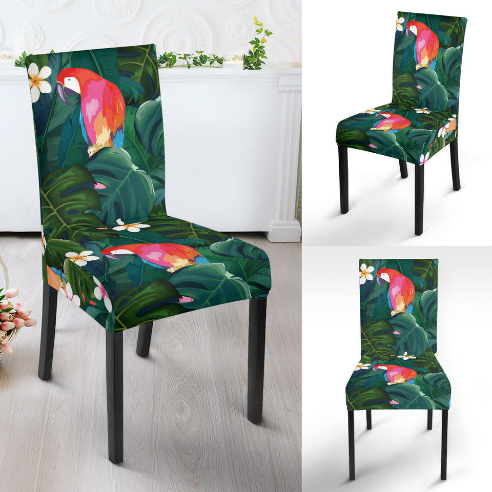 Parrot Palm Tree Leaves Flower Hibiscus Pattern Dining Chair Slipcover