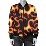 Fire Flame Dark Pattern Women'S Bomber Jacket