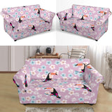 Beautiful Toucan Flower Leaves Loveseat Couch Slipcover