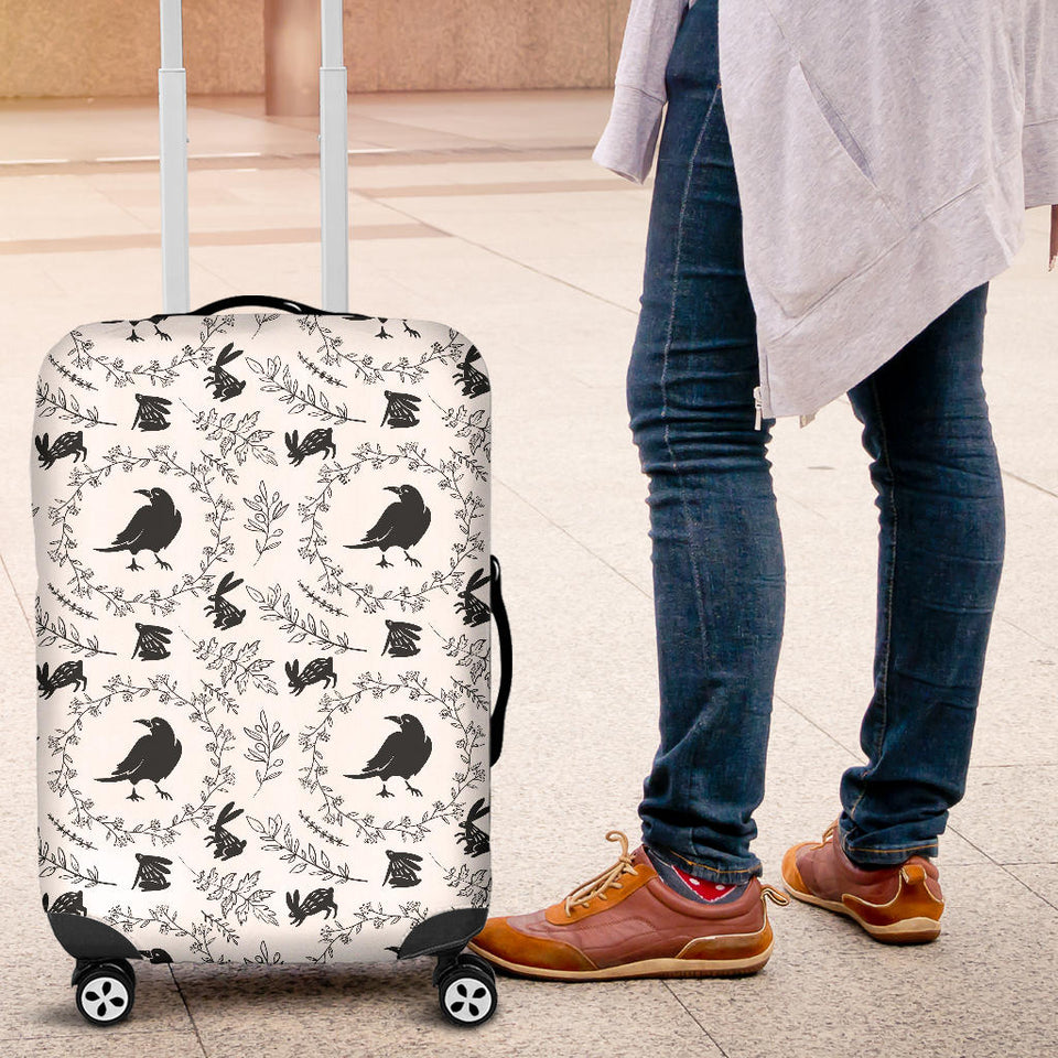 Crows Floral Wreath Rabbit Pattern Luggage Covers