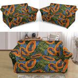 Colorful Papaya Tropical Leaves Loveseat Couch Slipcover
