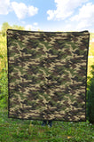 Dark Green Camo Camouflage Pattern Premium Quilt
