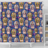Sugar Skull Flower Pattern Shower Curtain Fulfilled In US