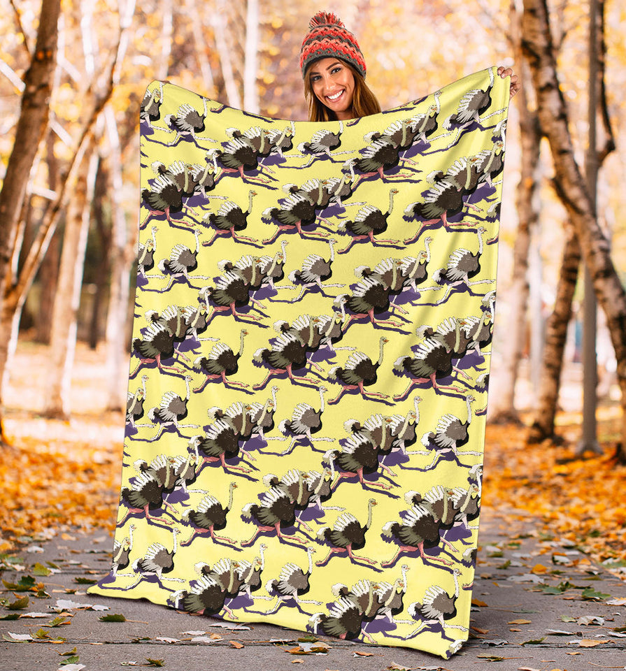 Ostrich Pattern Print Design 04 Premium Blanket