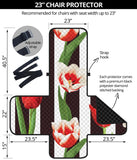 red and white tulips pattern Chair Cover Protector