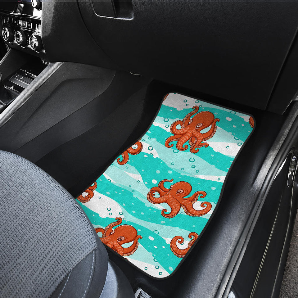 Octopuses Sea Wave Background Front And Back Car Mats