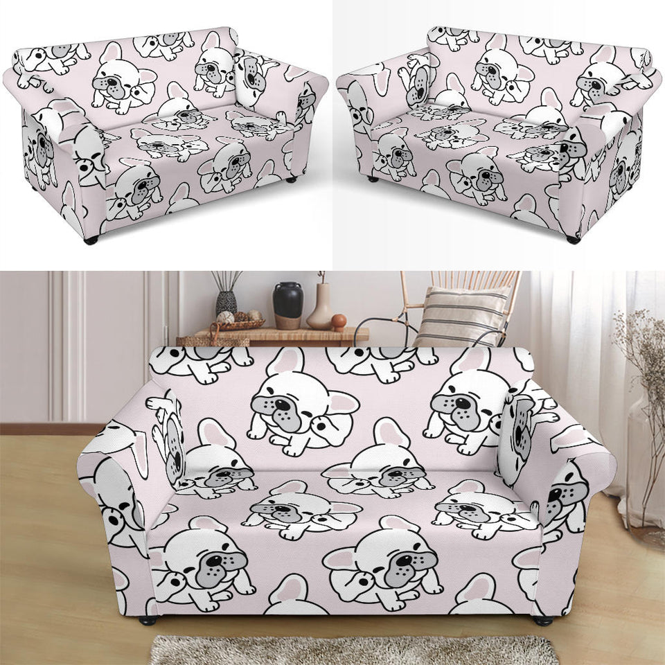 Cute French Bulldog Pattern Loveseat Couch Slipcover