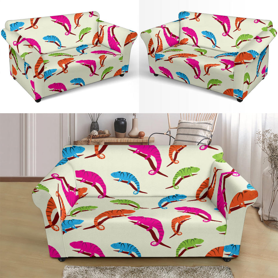 Colorful Chameleon Lizard Pattern Loveseat Couch Slipcover