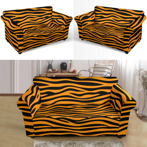 Bengal Tigers Skin Print Pattern Background Loveseat Couch Slipcover