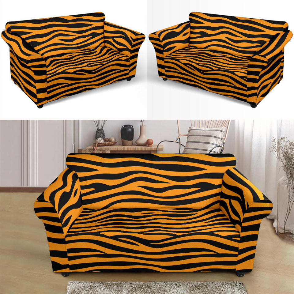 Bengal Tigers Skin Print Pattern Background Loveseat Couch Slipcover