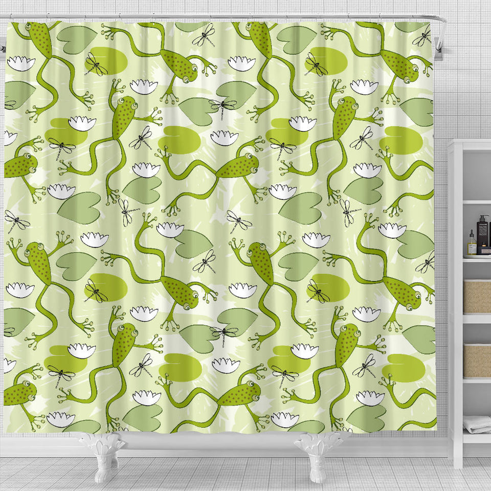 Cute Frog Dragonfly Pattern Shower Curtain Fulfilled In US